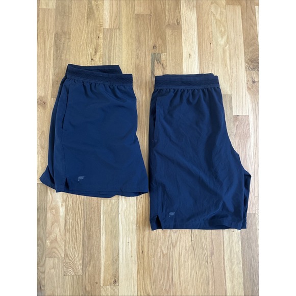 (2) Pairs Fabaletics Shorts Mens Large Performance Stretch Lined Athletic Runnin - Picture 1 of 10